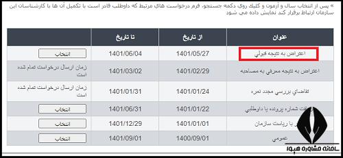 اعتراض به نتيجه نهایی آزمون دکتری